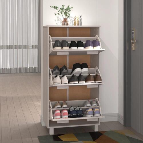 Skoskab HAMAR 59,5x35x117 cm massivt fyrretræ hvid