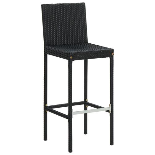 Barstole til haven med hynder 2 stk. polyrattan sort