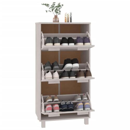 Skoskab HAMAR 59,5x35x117 cm massivt fyrretræ hvid