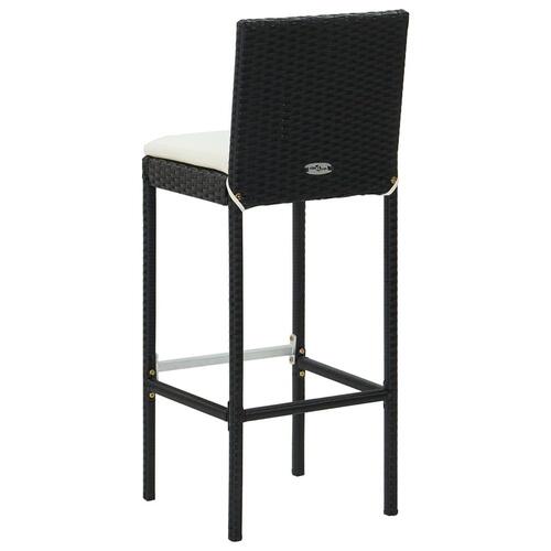 Barstole til haven med hynder 2 stk. polyrattan sort