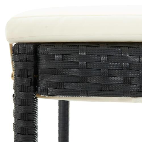 Barstole til haven med hynder 2 stk. polyrattan sort