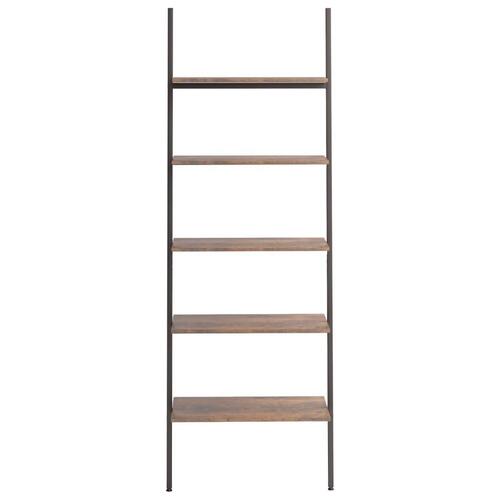 Stigereol med 5 hylder 64x34x185,5 cm mørkebrun og sort