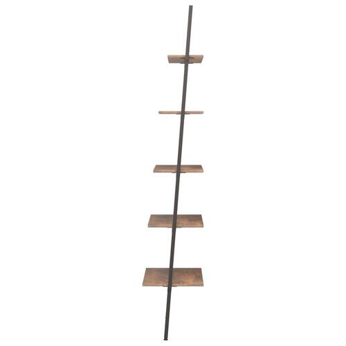 Stigereol med 5 hylder 64x34x185,5 cm mørkebrun og sort