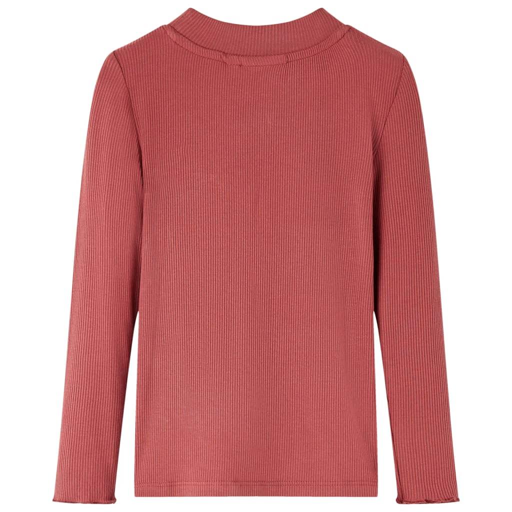 Langærmet T-shirt til børn str. 140 mock-rullekrave rød billede