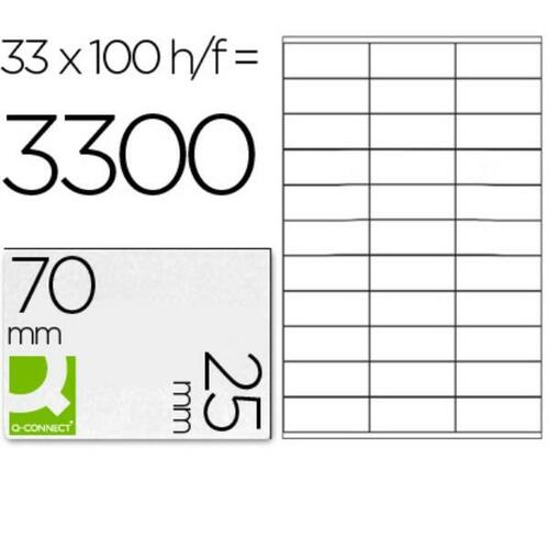 Selvklæbende etiketter Q-Connect KF10640 Hvid 100 Ark 70 x 25 mm