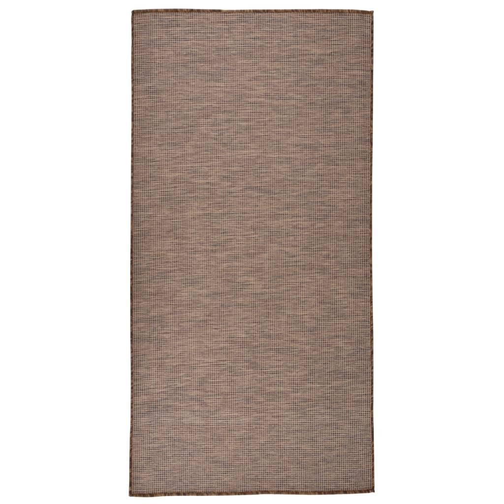 Fladvævet udendørstæppe 100x200 cm brun