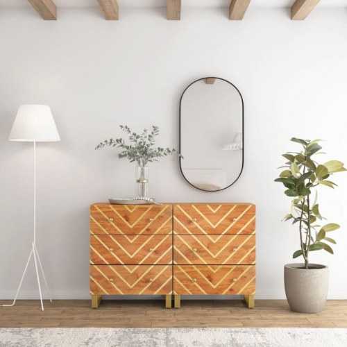 Kommoder 2 stk. 60x33,5x75 cm massivt mangotræ brun og sort