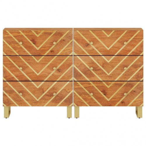 Kommoder 2 stk. 60x33,5x75 cm massivt mangotræ brun og sort