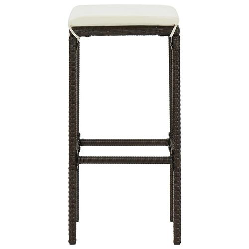 Barstole med hynder 2 stk. polyrattan brun