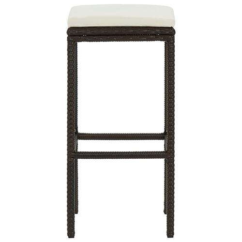 Barstole med hynder 2 stk. polyrattan brun