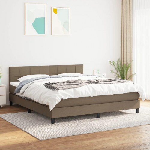 Kontinentalseng med madras 160×200 cm - stof, gråbrun