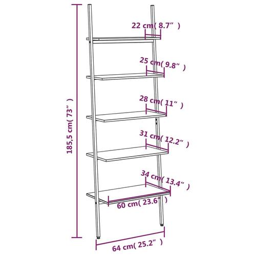 Stigereol med 5 hylder 64x34x185,5 cm sort