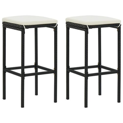 Barstole med hynder 2 stk. polyrattan sort