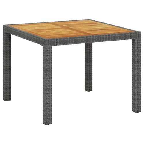 Udendørs spisebordssæt 3 dele med hynder polyrattan grå