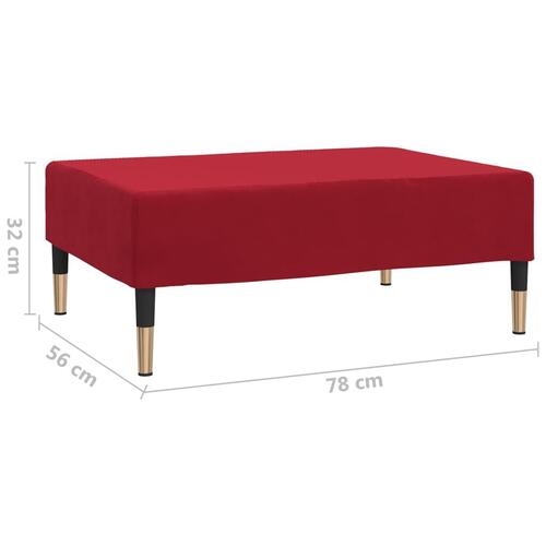 Fodskammel 78x56x32 cm fløjl vinrød