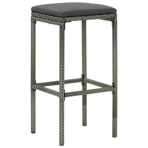 Barstole med hynder 2 stk. polyrattan grå