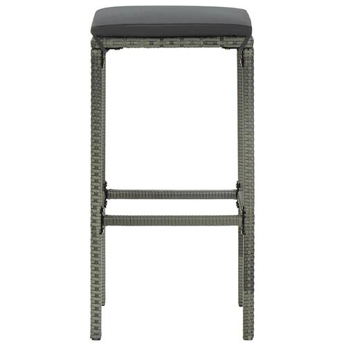 Barstole med hynder 2 stk. polyrattan grå