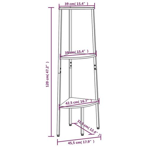 Stigereol med 3 hylder 45,5x31,5x120 cm sort