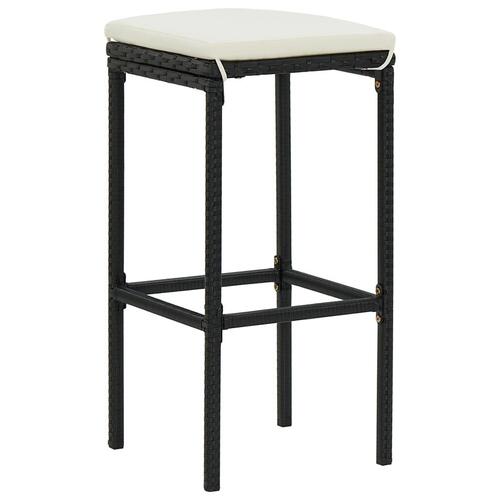 Barstole med hynder 3 stk. polyrattan sort