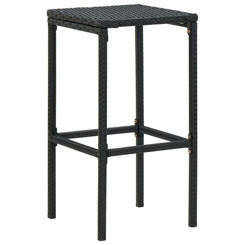 Barstole med hynder 3 stk. polyrattan sort