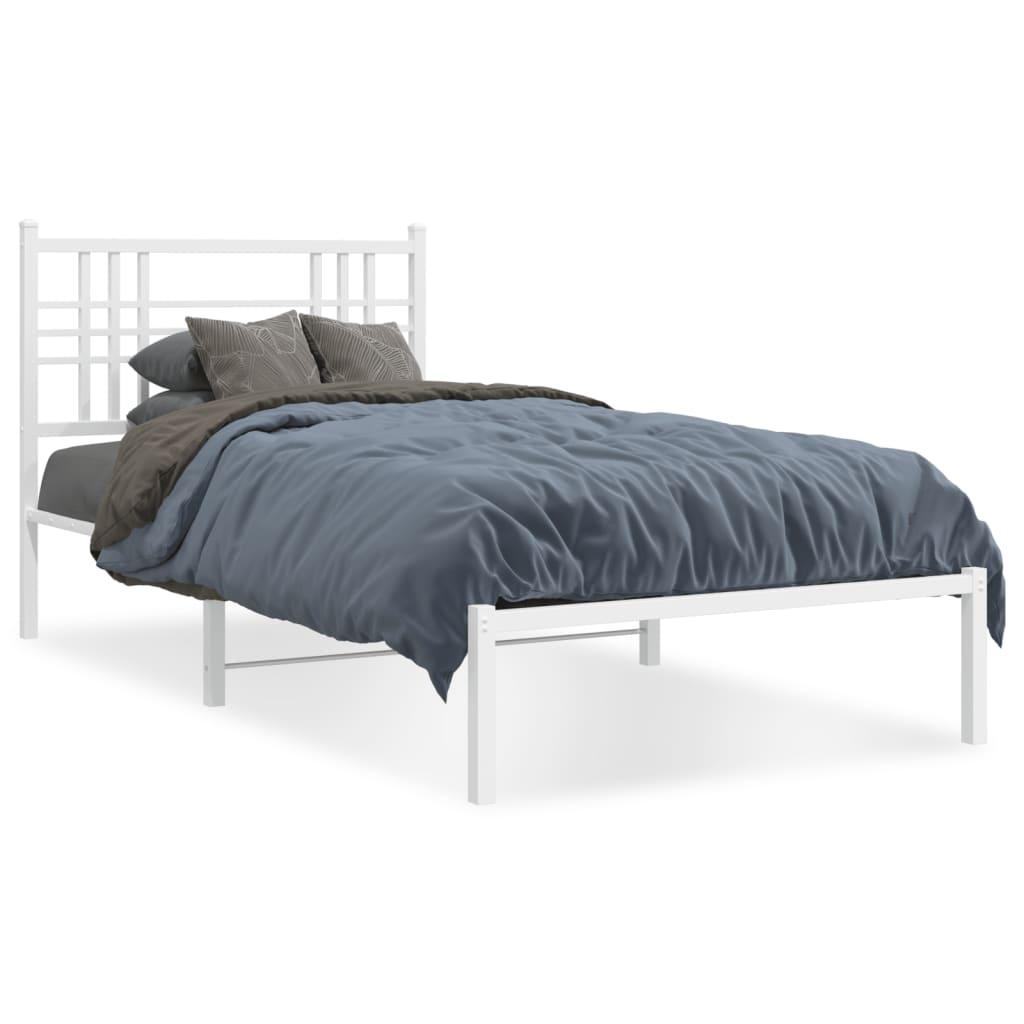 Sengeramme med sengegavl 90x190 cm metal hvid