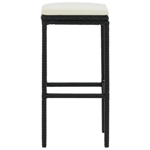 Barstole med hynder 3 stk. polyrattan sort