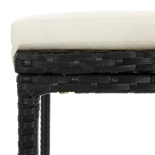 Barstole med hynder 3 stk. polyrattan sort