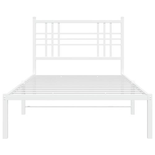Sengeramme med sengegavl 90x190 cm metal hvid