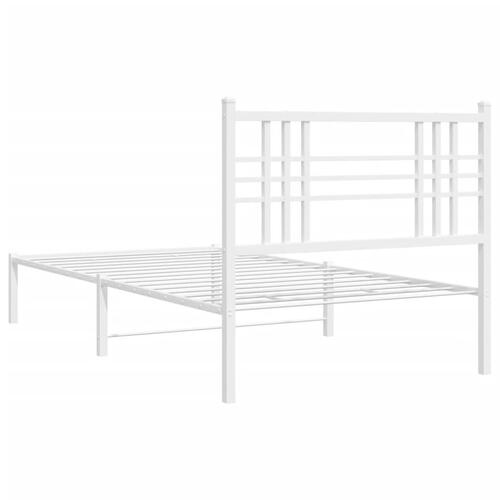 Sengeramme med sengegavl 90x190 cm metal hvid