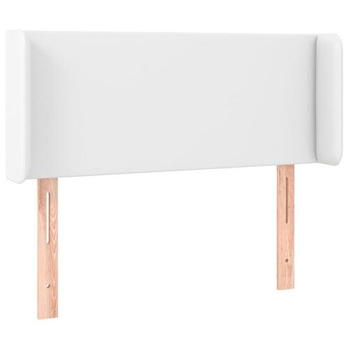 Sengegavl med LED-lys 83x16x78/88 cm kunstlæder hvid
