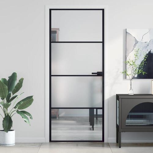 Dør 83x201,5 cm hærdet glas og aluminium sort