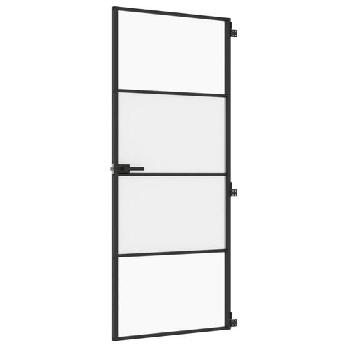 Dør 83x201,5 cm hærdet glas og aluminium sort
