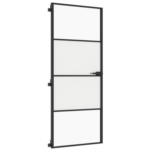 Dør 83x201,5 cm hærdet glas og aluminium sort