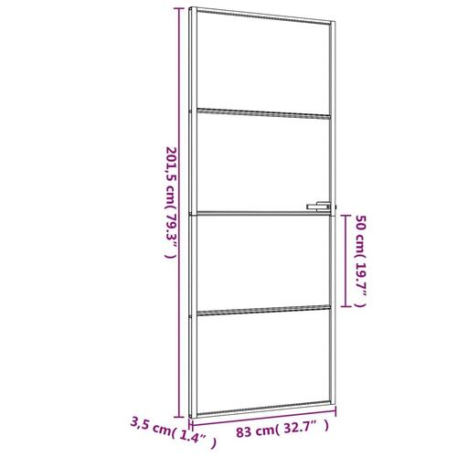 Dør 83x201,5 cm hærdet glas og aluminium sort