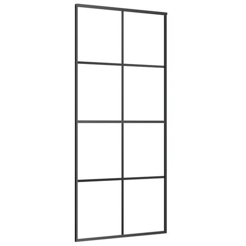 Skydedør 90x205 cm sikkerhedsglas og aluminium sort