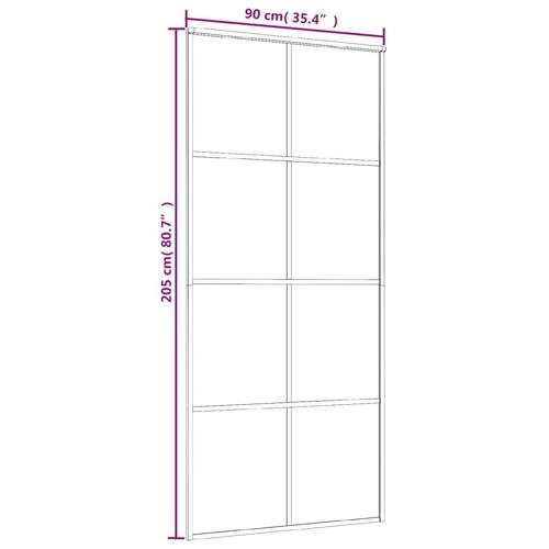 Skydedør 90x205 cm sikkerhedsglas og aluminium sort