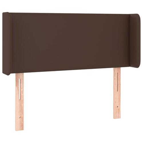 Sengegavl med LED-lys 83x16x78/88 cm kunstlæder brun
