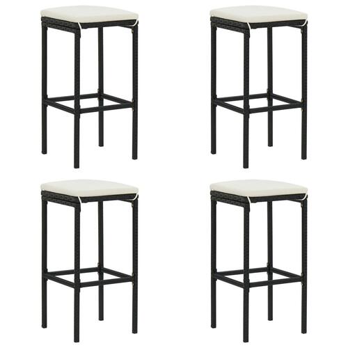 Barstole med hynder 4 stk. polyrattan sort