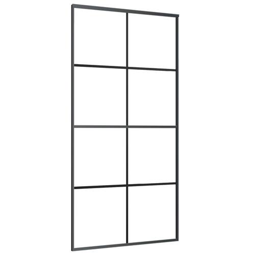 Skydedør 102,5x205 cm sikkerhedsglas og aluminium sort