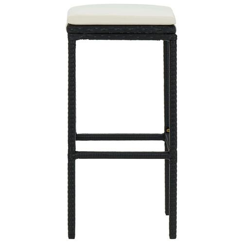 Barstole med hynder 4 stk. polyrattan sort