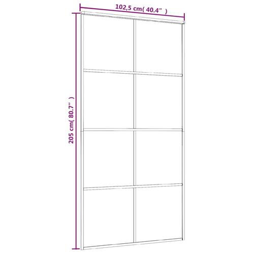 Skydedør 102,5x205 cm sikkerhedsglas og aluminium sort