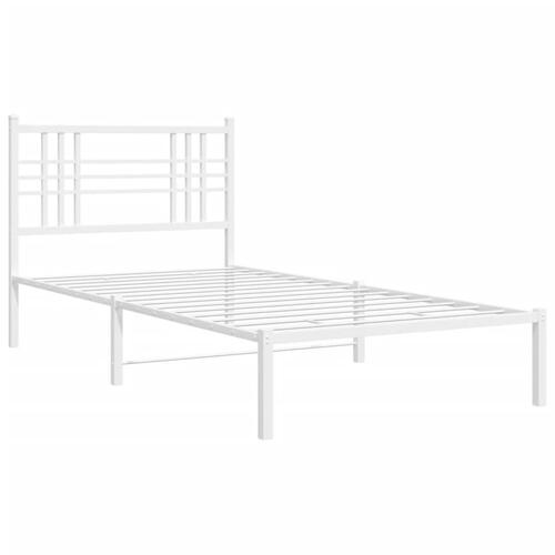 Sengeramme med sengegavl 100x190 cm metal hvid