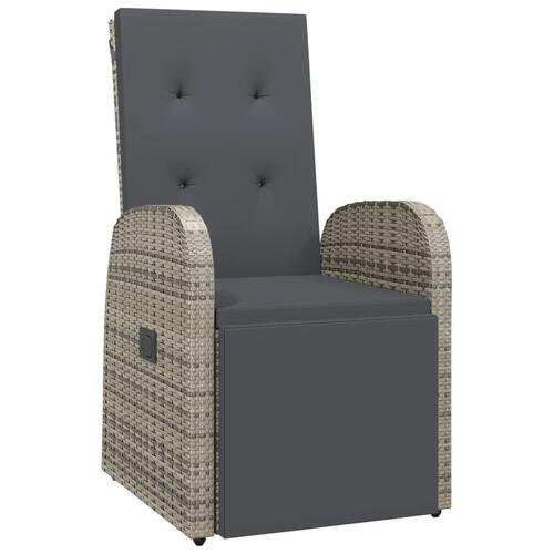 Havestole med hynder 2 stk. polyrattan grå