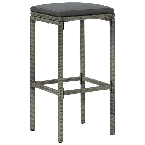 Barstole med hynder 4 stk. polyrattan grå