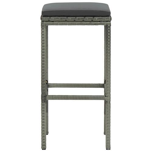 Barstole med hynder 4 stk. polyrattan grå