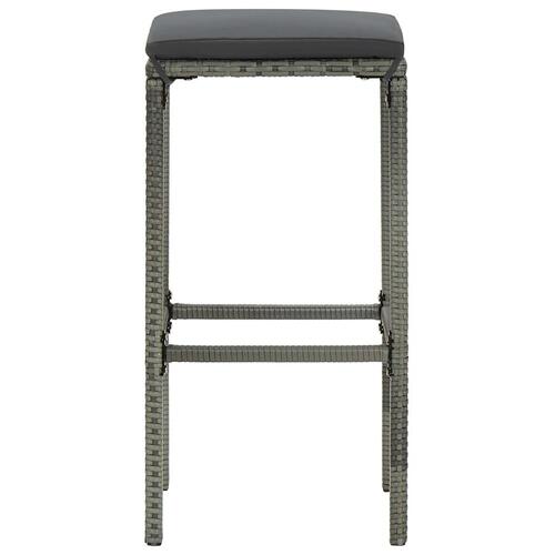 Barstole med hynder 4 stk. polyrattan grå