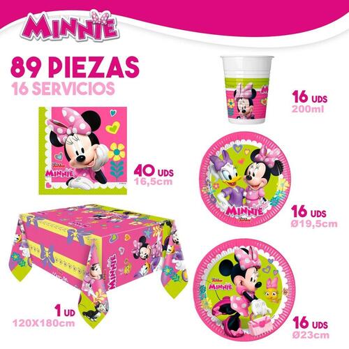 Sæt med Produkter til Fest Minnie Mouse Happy Deluxe 89 Dele 16