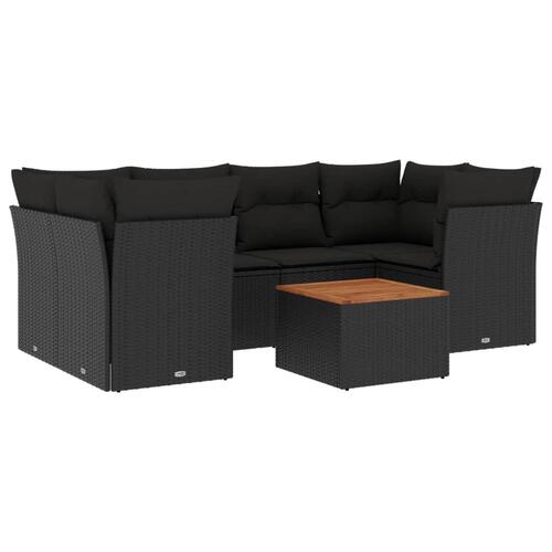 Sofasæt til haven 7 dele med hynder polyrattan sort