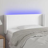 Sengegavl med LED-lys 93x16x78/88 cm kunstlæder hvid