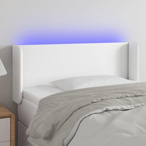 Sengegavl med LED-lys 93x16x78/88 cm kunstlæder hvid
